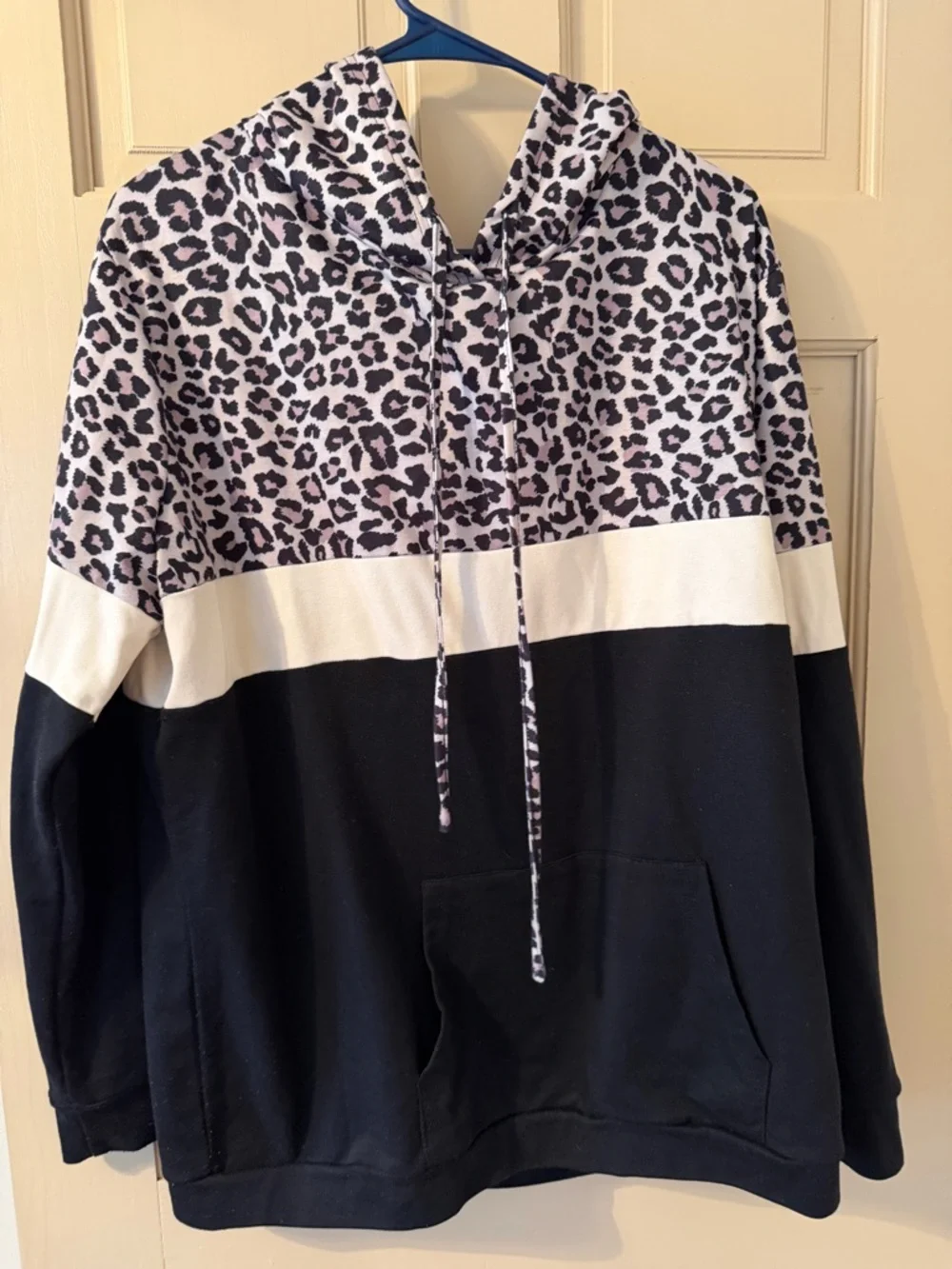 Amazon Black, White & Gray Leopard Print Pullover Hoodie - Picture 2 of 4